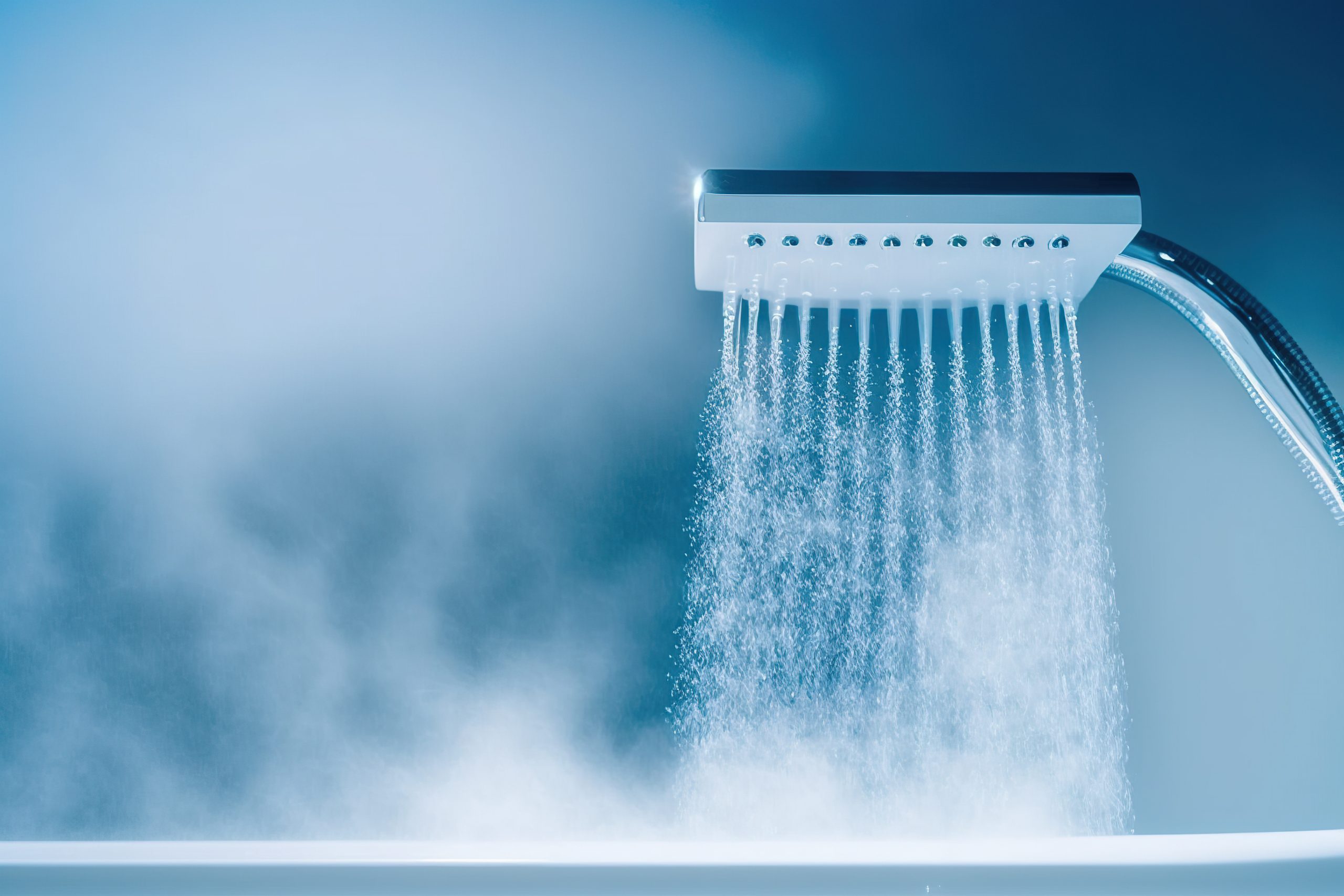 water flowing into the shower