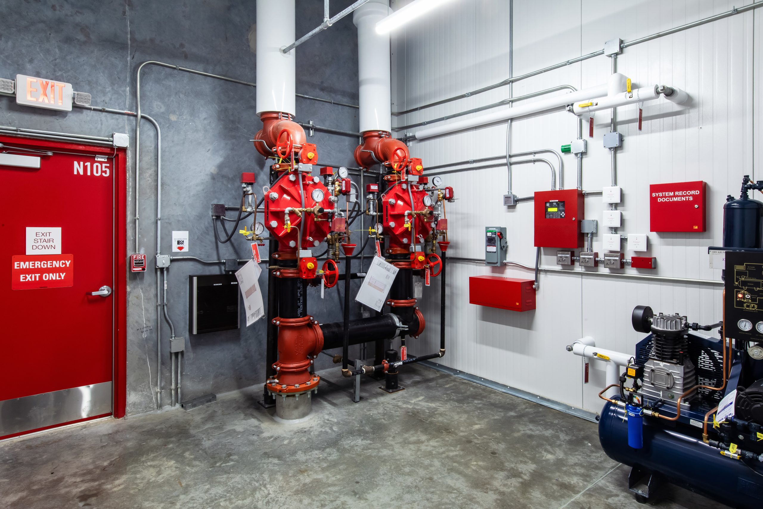 Indoor water pump for fire protection system