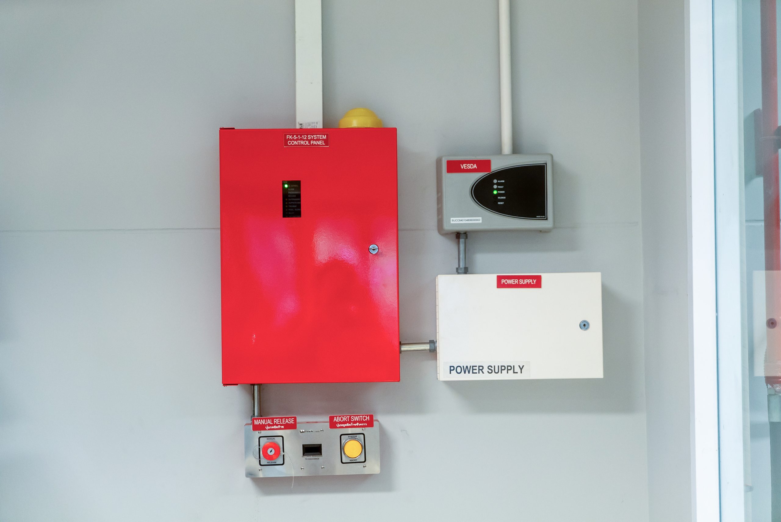 Red Fire Alarm System and Power Supply Unit